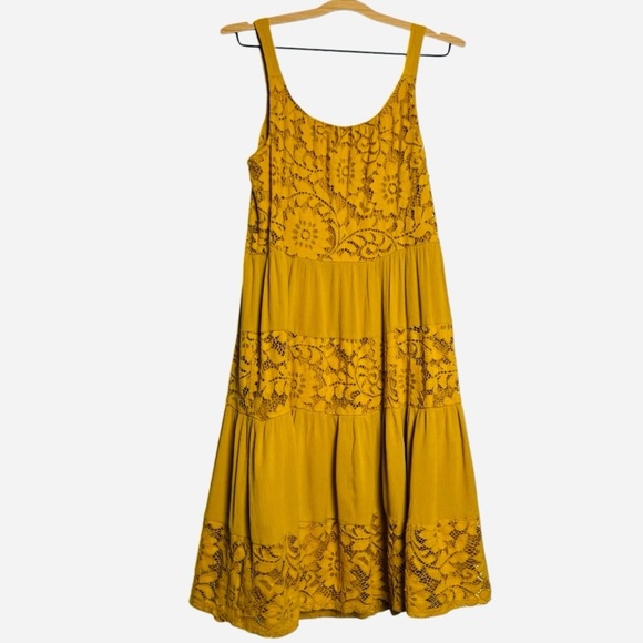 Vintage Lane Bryant Lace Crepe Tank Dress Golden Spice Size 10/12 - Picture 4 of 8